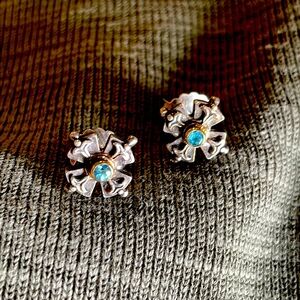 Konstantino Maltese Cross Earrings 925 Sterling  / 18K Blue Topaz